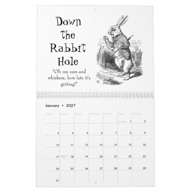 Alices äventyr i underlandkalender kalender (Jan 2027)