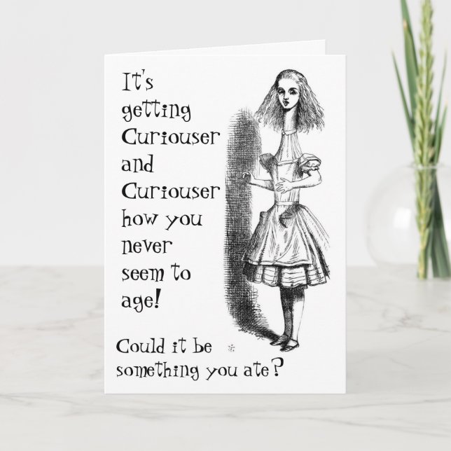 Alice's Curiouser Birthday Card Kort (Framsida)