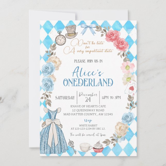 Alice's Onederland, Flickans första Födelsedagsfes Inbjudningar (Framsida)