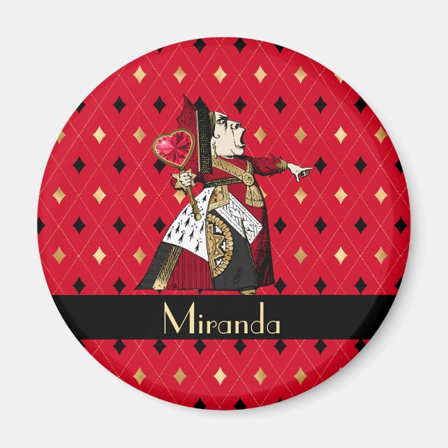 Alice's Queen of Hearts in Red Personlig Magnet (Framsidan)