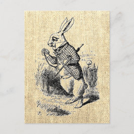 Alice's White Rabbit Vintage Illustration Postcard Vykort