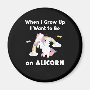 Alicorn när jag växer upp Unicorn Rainbow Pastel M Magnet