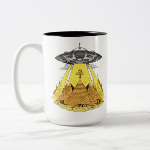 Alien Abduction Egyptian Pyramids Ancient UFO Två-Tonad Mugg