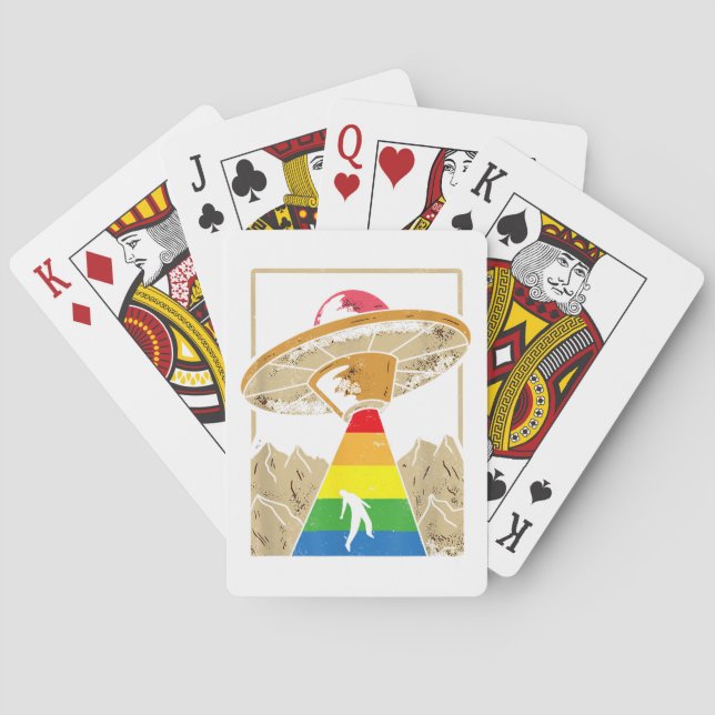 Alien Abduction Gay pride Gaylien Lgbt Casinokort (Baksidan)