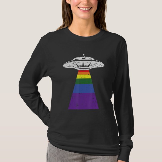 Alien Abduction Gay pride Lgbt Q Gaylien Ufo Proud T Shirt (Framsida)