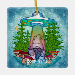 Alien abduction gnome julgransprydnad keramik