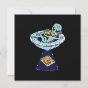 Alien Abduction Pizza UFO Flies Saucer Utomjording Inbjudningar