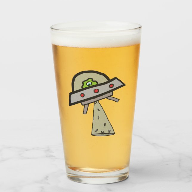 Alien Abduction UFO Flies Saucer Glaskopp (Framsida fylld)