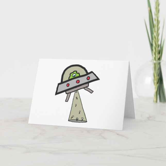 Alien Abduction UFO Flies Saucer Kort (Framsida)