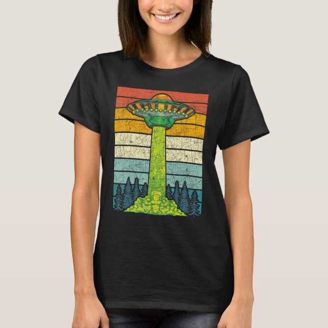Alien Abduction Undentified Flies Retro U T Shirt (Framsida)