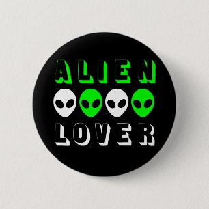 Alien Älskare i Bright Grönt och White Knapp