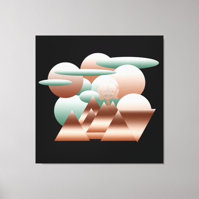 Alien ansikte i abstrakt Space art Canvastryck (Framsida)