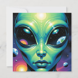 Alien Ansikte med planetreflexioner i Ögon