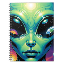 Alien Ansikte med planetreflexioner i Ögon Anteckningsbok