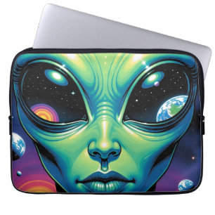 Alien Ansikte med planetreflexioner i Ögon Laptop Fodral