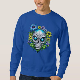 Alien Ansikte och Flowers Ai Art Lång Ärmad Tröja