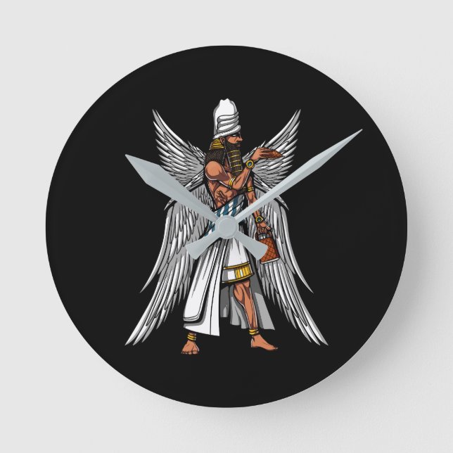 Alien Anunaki Gud Ancient Sumerian Kung Rund Klocka (Framsida)