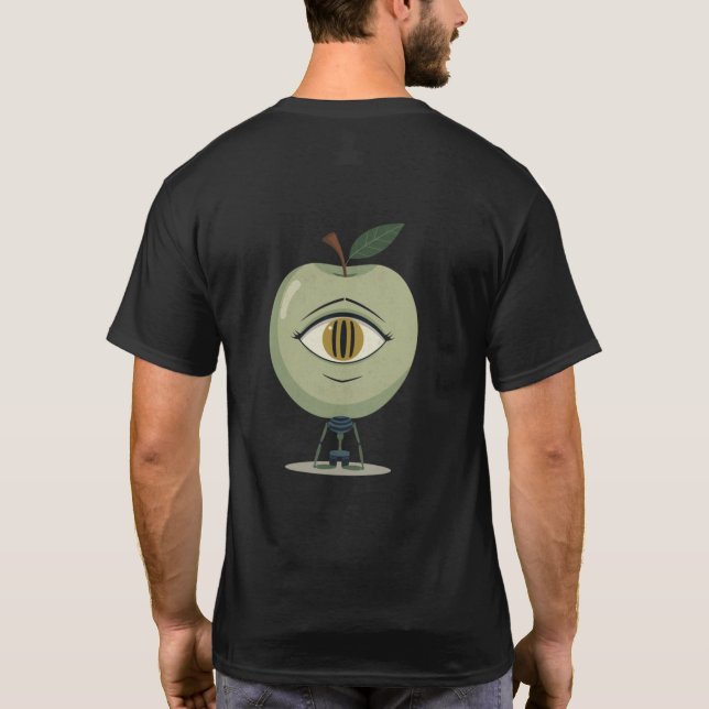 Alien Äpple – Konst med konstig söt fruktkaraktär T Shirt (Baksida)