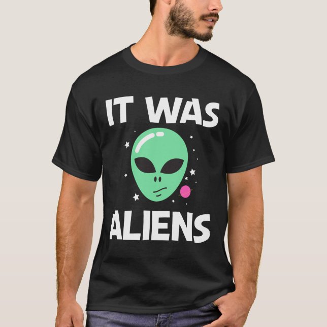 Alien Art Grönt Head Galaxy Rymden T Shirt (Framsida)