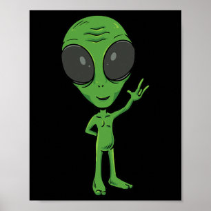 Alien Asl Hand Gesture Döv Hearing Loss Awareness Poster