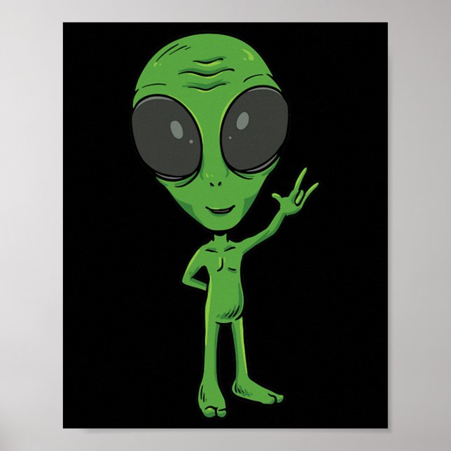 Alien Asl Hand Gesture Döv Hearing Loss Awareness Poster (Framsidan)