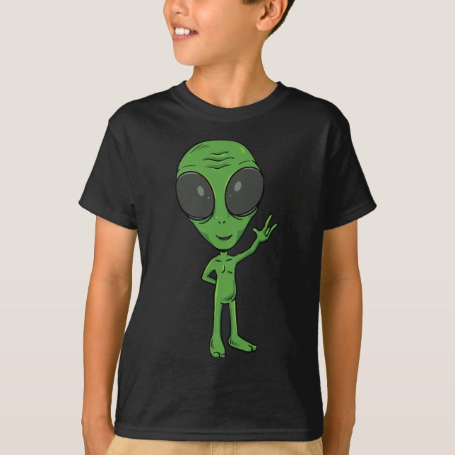 Alien Asl Hand Gesture Döv Hearing Loss Awareness T Shirt (Framsida)