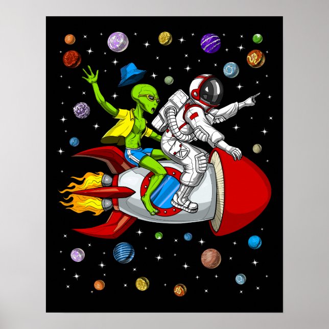 Alien Astronaut Space Äventyr Poster (Framsidan)