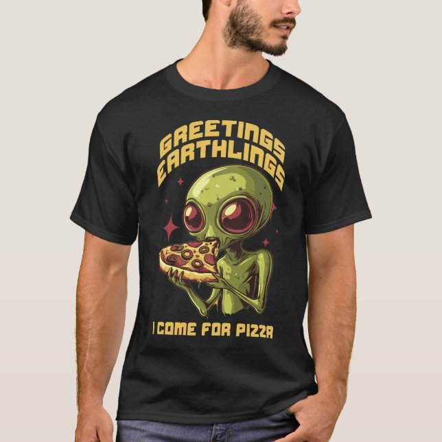 Alien äter pizza t shirt (Framsida)