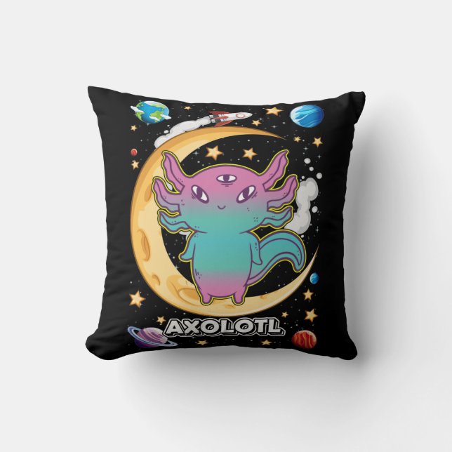 Alien Axolotl Pastel Goth Space Crescent Kudde (Framsida)