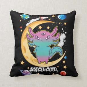 Alien Axolotl Pastel Goth Space Crescent Kudde