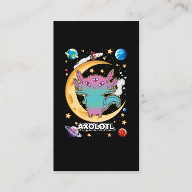 Alien Axolotl Pastel Goth Space Crescent Visitkort (Framsida)