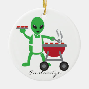 Alien Barbecue Cookout Thunder_Cove Julgransprydnad Keramik