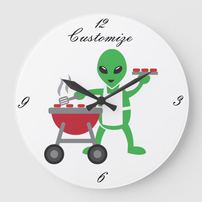 Alien Barbeque Cookout Thunder_Cove Stor Klocka (Framsida)