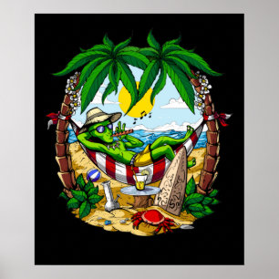 Alien Beach Vacacation Poster