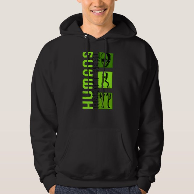 Alien Believer Humans är inte Real Science Space G Hoodie (Framsida)