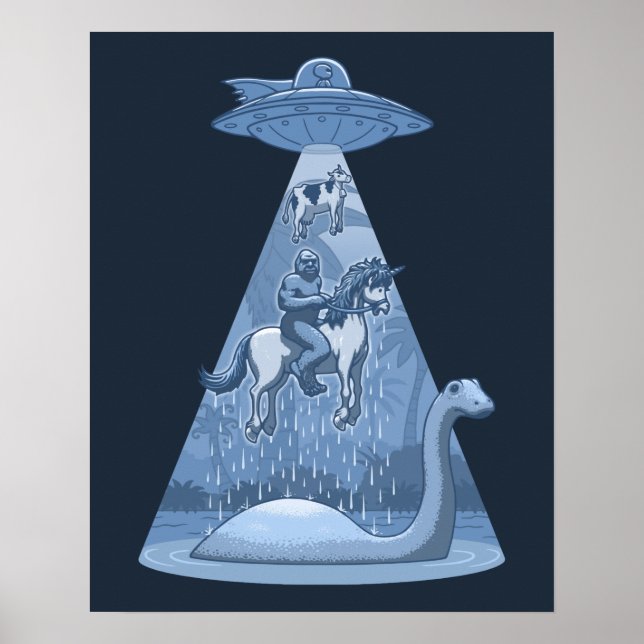 Alien, Bigfoot, Unicorn, Nessie Poster (Framsidan)