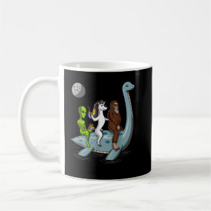 Alien Bigfoot Unicorn Riding Loch Ness Monster Grå Kaffemugg