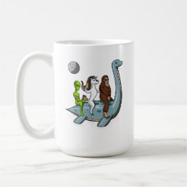 Alien Bigfoot Unicorn Riding Loch Ness Monster Kaffemugg