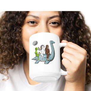 Alien Bigfoot Unicorn Riding Loch Ness Monster Kaffemugg