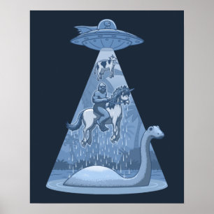 Alien, Bigfot, Unicorn, Nessie Poster