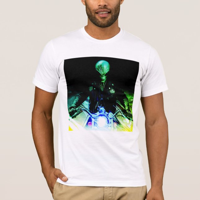Alien Biker (nyversion) T Shirt (Framsida)