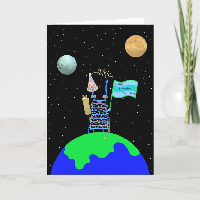 Alien Birthday card new verse by Jo Images Tack Kort (Framsida)