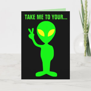 ALIEN BIRTHDAY FUNNY CAKE CARDS KORT