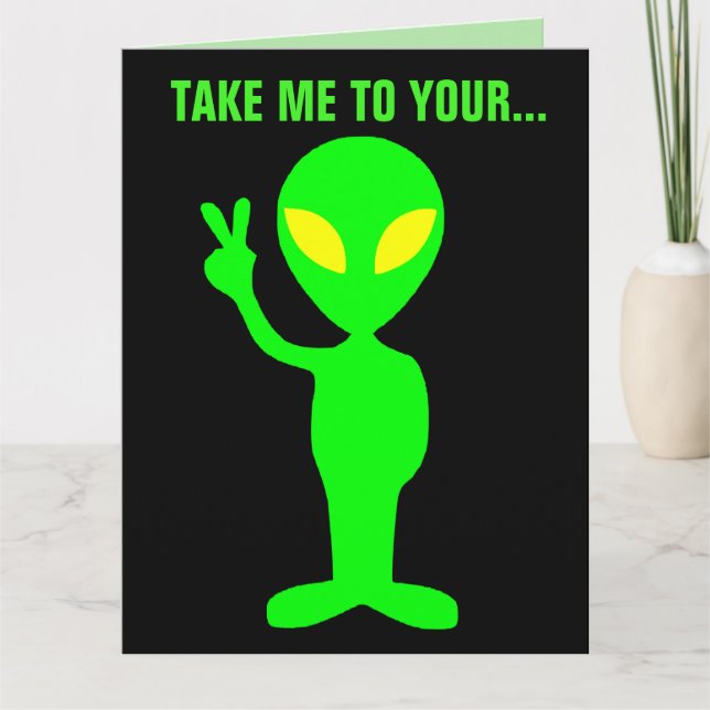 ALIEN BIRTHDAY FUNNY CAKE GREETING CARD KORT (Framsida)