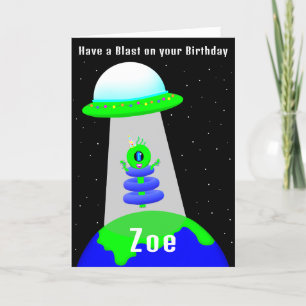 Alien Birthday Girl har vikts kort av Jo Bilder