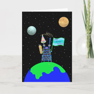 Alien Birthday-kort 1 med Vänd av Jo Bilder Tack Kort