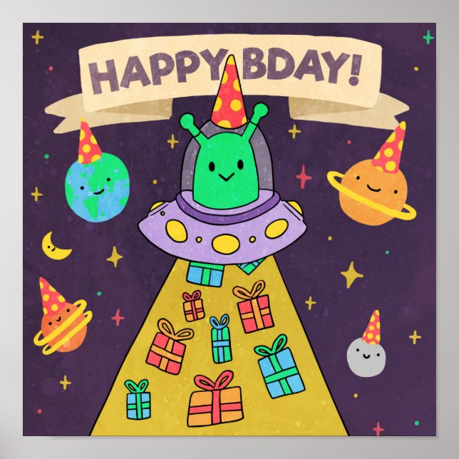 Alien Birthday Poster (Framsidan)