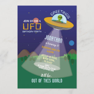 Alien Birthday Spaceship Utomjordingars Invasion S Inbjudningar
