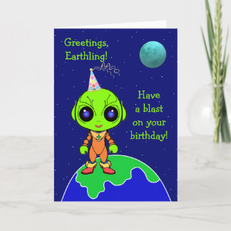 Alien Birthday-viket kort för barn av Jo Bilder