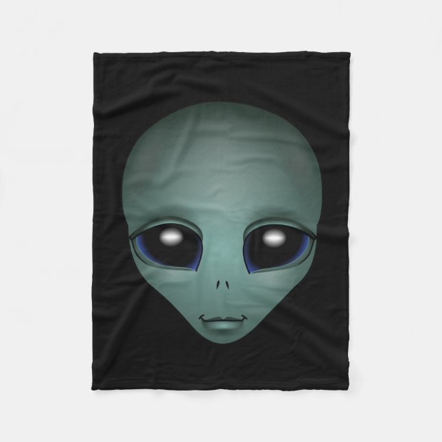 Alien Blanket Cute Alien Grått Art Fleece Blanket (Framsidan)